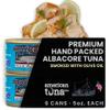 American Tuna Sushi-grade Wild Albacore Tuna Fish Pole Caught - Brick Smoked, With Olive Oil | (6) 5 oz Cans | Sustainably Harvested, Dolphin Safe, Ocean Caught, and Produced in the USA! view 1