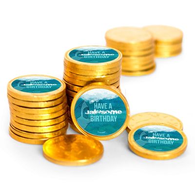 80 Pcs Shark Kid's Birthday Candy Party Favors Chocolate Coins - Gold Foil