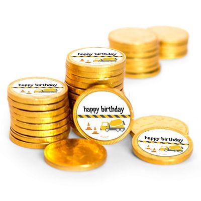 80 Pcs Construction Kid's Birthday Candy Party Favors Chocolate Coins - Gold Foil
