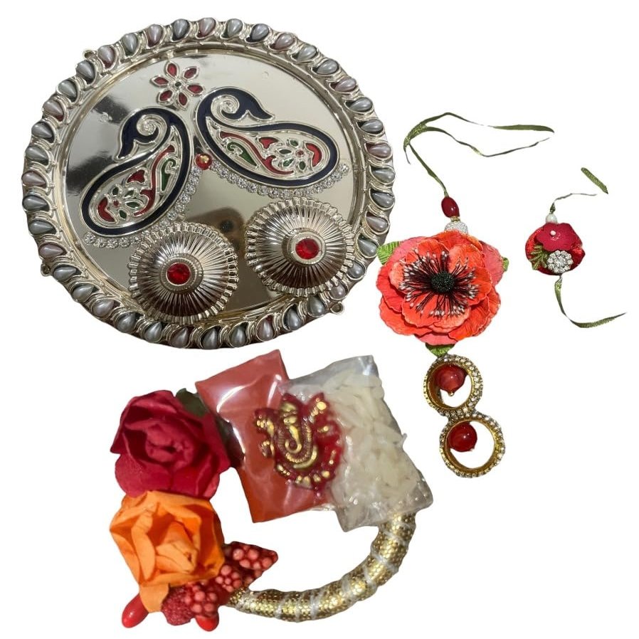 Lumba Rakhi With Thali And Chandan Rice