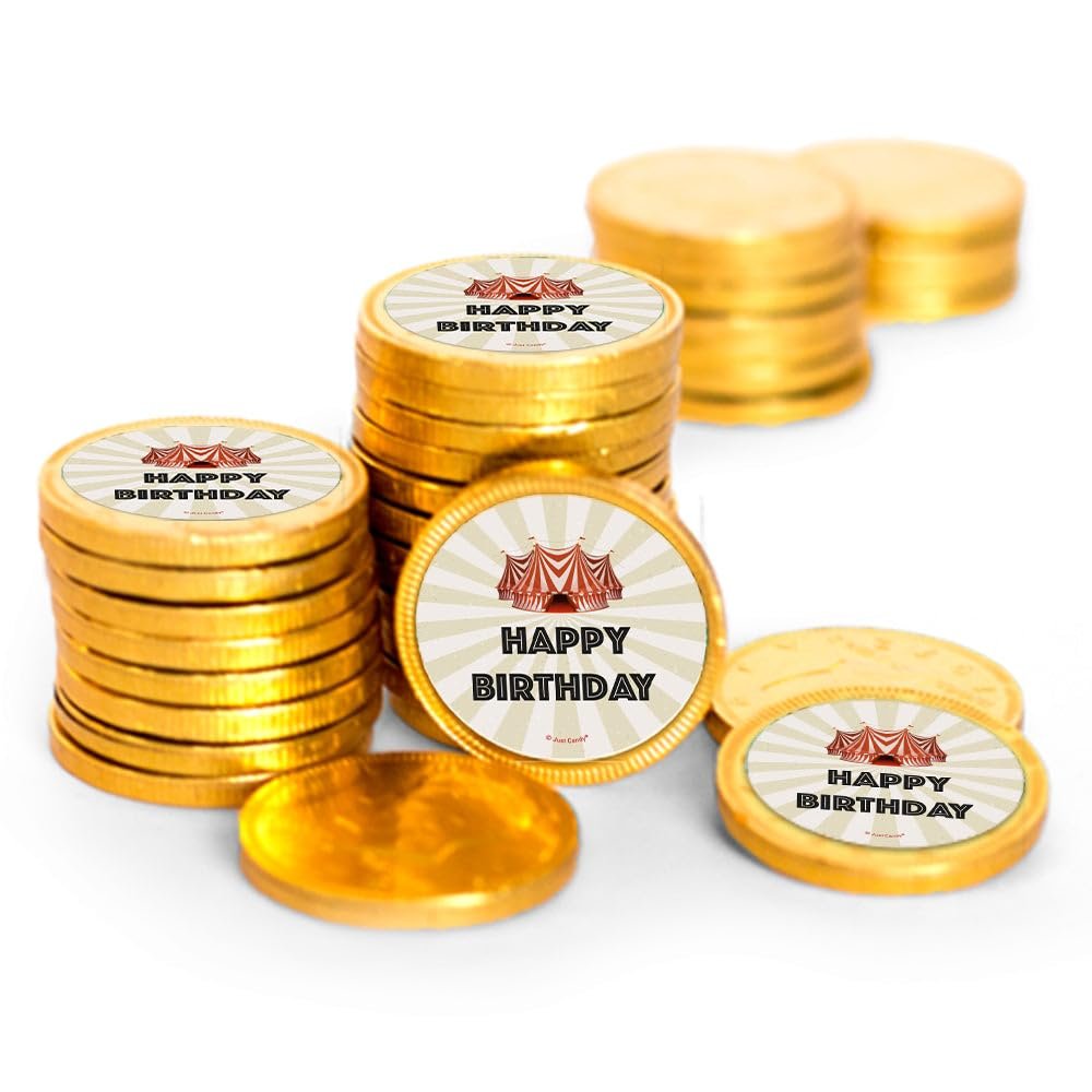 80 Pcs Circus Kid's Birthday Candy Party Favors Chocolate Coins - Gold Foil