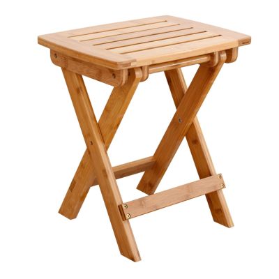 JIAHESHYP Bamboo Shower Bench, 2-Tier Spa Seat Bath Stool for Bathroom/Elderly/Disabled Seniors/Women, Inside Shower Shaving Legs, Waterproof, Non-Slip Foldable (Size : 39.3 * 30 * 43.8cm)