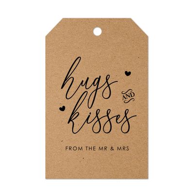 Hugs Kisses from The New Mr and Mrs Wedding Favor Tags, 50pcs Bridal Shower Party Candy Tags