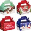 FloraSea 24 PCS 3D Christmas Cookie Gift Boxes with Handles for Holiday Xmas, School Classroom Party Favor Supplies, Candy Treat Cardboard Cookie Boxes, 4 Designs, Christmas Gift Boxes view 1