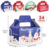 FloraSea 24 PCS 3D Christmas Cookie Gift Boxes with Handles for Holiday Xmas, School Classroom Party Favor Supplies, Candy Treat Cardboard Cookie Boxes, 4 Designs, Christmas Gift Boxes view 2