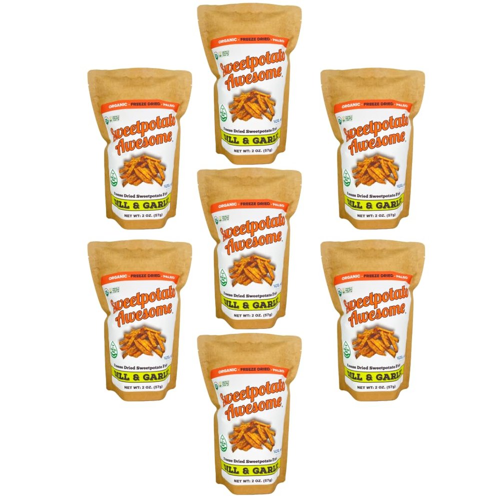Freeze Dried Organic Dill and Garlic Sweetpotato Fries - 7 Pack of 2 oz Pouches