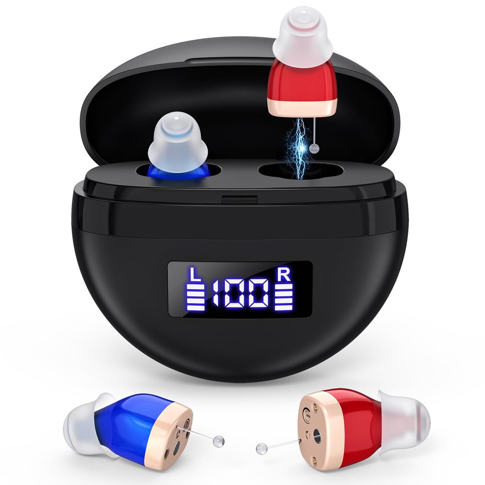 Hearing aid for Seniors, rechargeable in-ear hearing aids, sound controller for adults with hearing loss, Hearing Aid with Charging Case