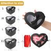 Black Heart Shaped Boxes for Flower Arrangements Heart Boxes for Flowers Set of 4 Nesting Gift Boxes with Clear Lids for Present, Valentine's Day, Mother's Day, Bridesmaid, Proposal, Wedding, view 3