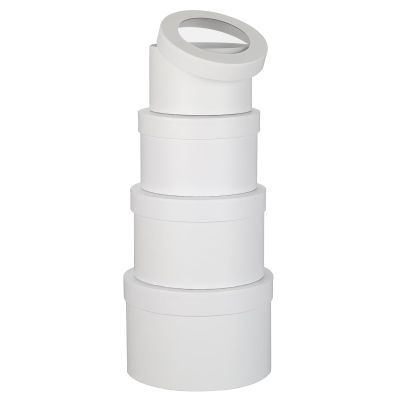Flower Boxes for Arrangements Nesting Round Gift Boxes with Clear Lids White Round Boxes for Flowers Set of 4 Assorted Sizes Flower Boxes for Flower Arrangements, Valentine's Day, Mother's Day,
