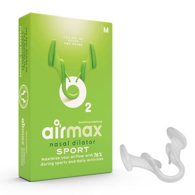 Airmax Sport Nasal Dilator - Breathing aids for Working Out - Medium - Vacation Essentials - Fitness, Running, Pilates - Gym Equipment - Transparent - One-Pack