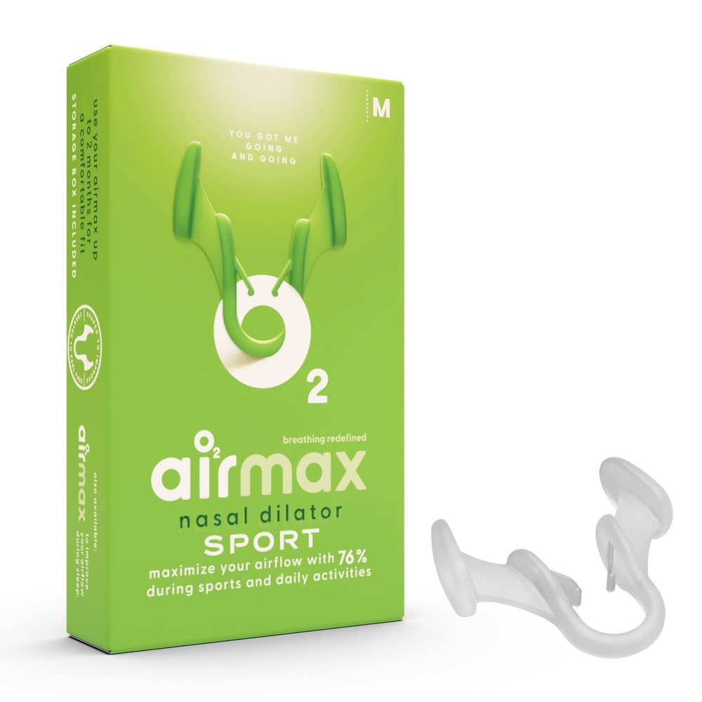 Airmax Sport Nasal Dilator - Breathing aids for Working Out - Medium - Vacation Essentials - Fitness, Running, Pilates - Gym Equipment - Transparent - One-Pack