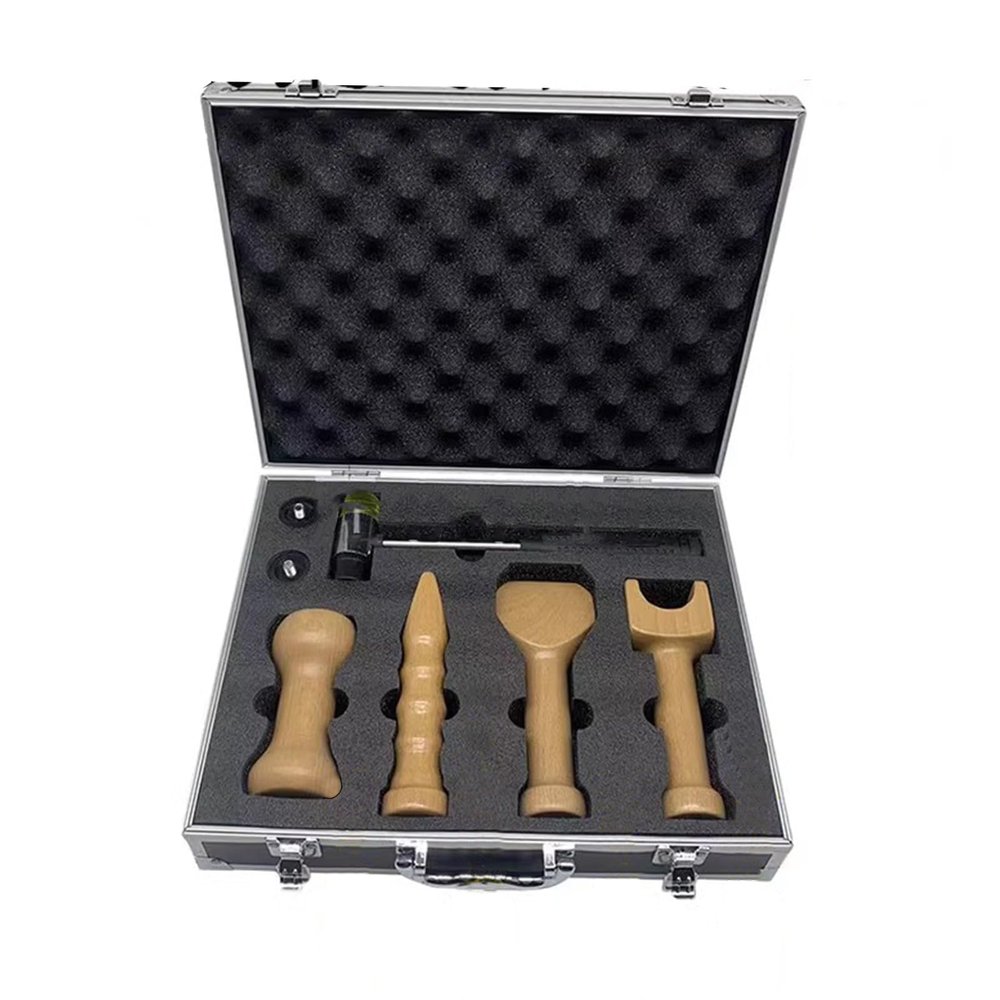 Wood Body Orthopaedic Hammer Massage Tool Set, Back Massage Hammer Acupuncture Point Roller Therapy Meridians Scraping Lymphatic Health Care Relax(with Storage Box)