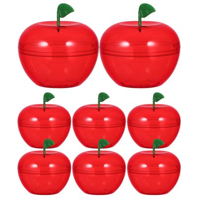 ARTIBETTER Red Favor Container 8pcs Plastic Bobbing Apples Red Apple Container Candy Boxes Wrapping Box Decorative Fillable Ornaments for Tree Decorations Wedding Party Favor