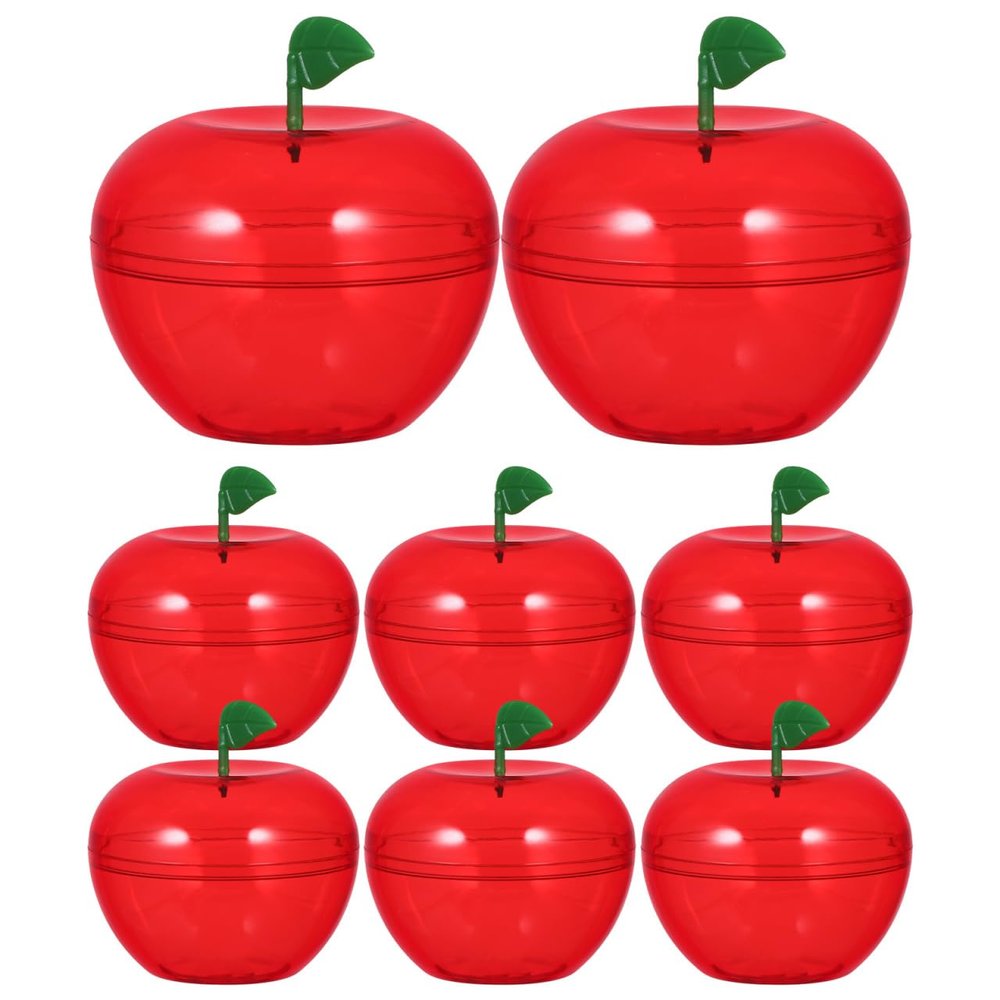 ARTIBETTER Red Favor Container 8pcs Plastic Bobbing Apples Red Apple Container Candy Boxes Wrapping Box Decorative Fillable Ornaments for Tree Decorations Wedding Party Favor