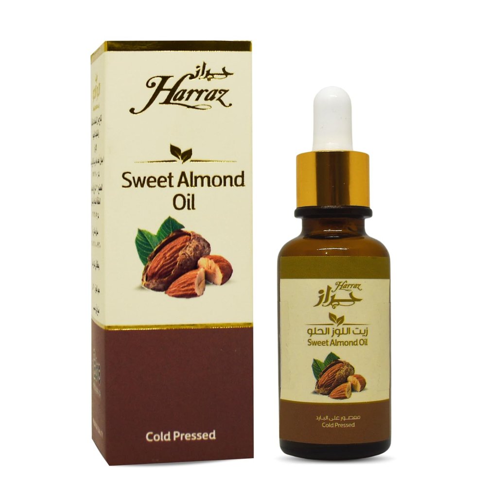 bonballoon Sweet Almond Oil Harraz With Dropper Natural Pure Undiluted For Skin Hair Care Cold Pressed Premium Improve Skin Appearance Hydration Halal (1 Pack = 1.01 oz / 30 ml)