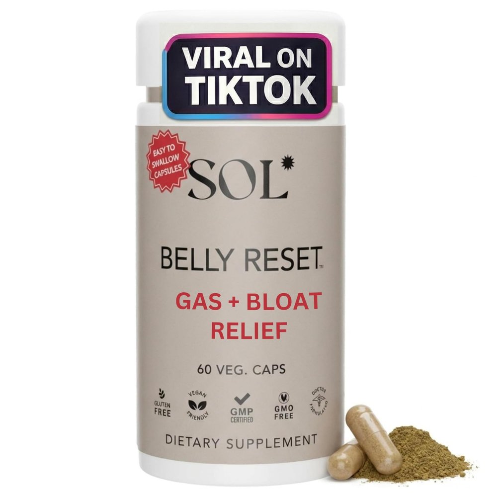 Complete Belly Reset  Gut Cleanse Detox for Men & Women  60 Easy-to-Swallow Capsules  Herbal, Vegan & Gluten-Free Gut Reset  Promotes Regular Bowel Movement  Made in the USA by Sol Nutrition