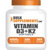 BulkSupplements.com Vitamin D3 + K2 5000 IU Softgels - D3 K2 Supplement, for Immune Health - Gluten Free, 1 Softgel per Serving, 365 Count (Pack of 1) view 1