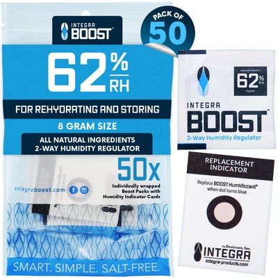 Integra Boost 62% RH 2-Way Humidity Control Pack, 8g, Pack of 50