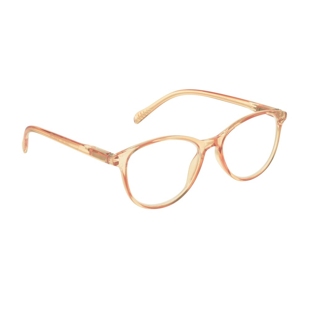 proSPORT Multifocal Progressive 3 Magnifications in 1 Lens No Line Round Computer Reading Glasses for Men & Women +3.50 Crystal Peach Frame