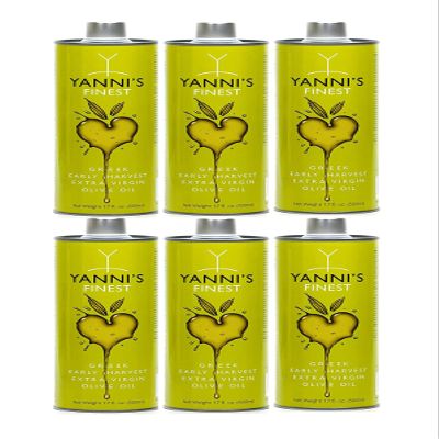 YANNIS FINEST | Greek Multi Awarded Extra Virgin Olive Oil | 100% Natural | Single Origin | Cold Pressed | Early Harvest | Low Acidity | High in Polyphenols | Non-GMO | Gluten-Free | 17 fl.oz (17 Fl Oz (Pack of 6))
