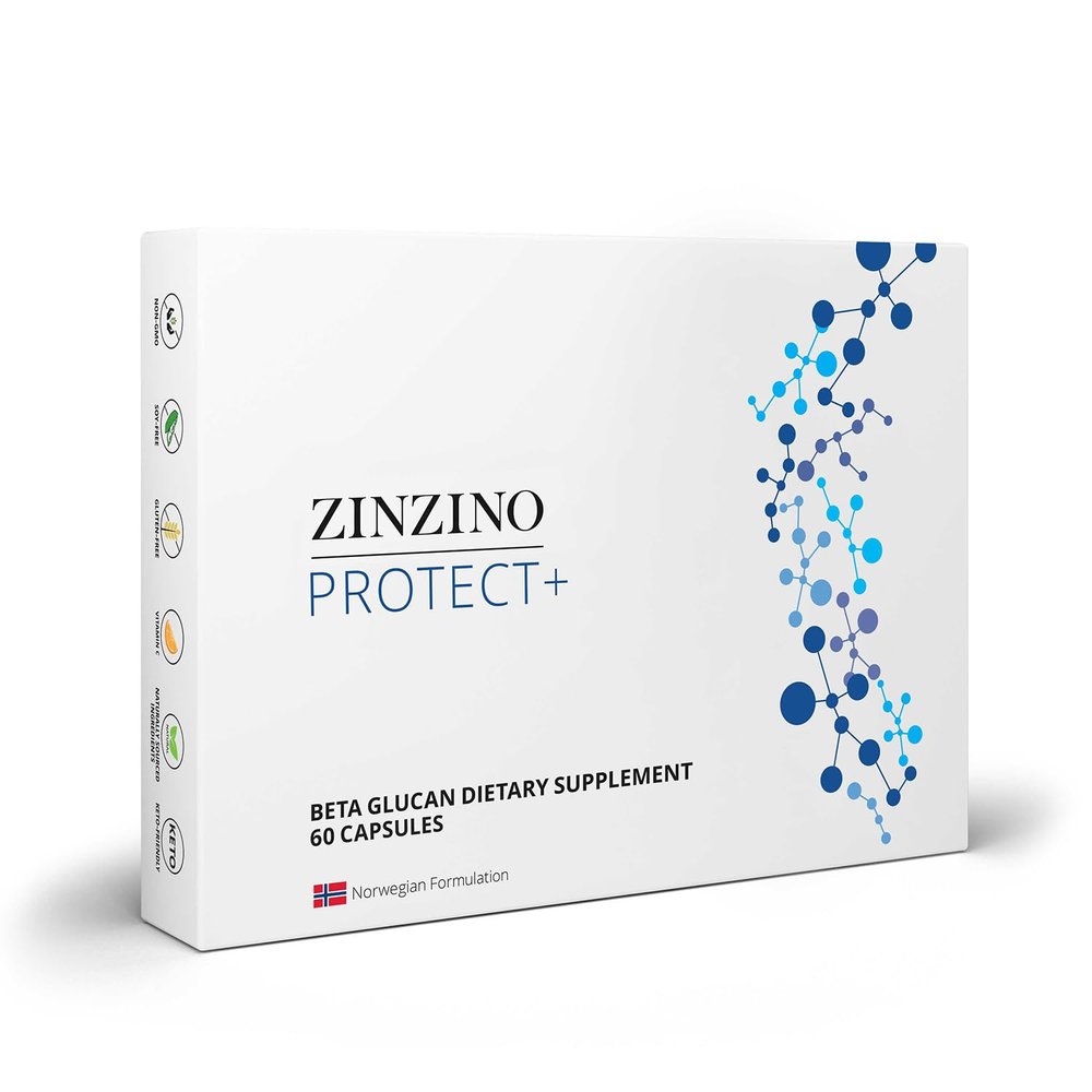 Zinzino Protect+ - Immune Support Supplement with Beta-Glucans, Vitamin C & D3 - Boosts Immune System with Synergistic Blend - 60 Capsules