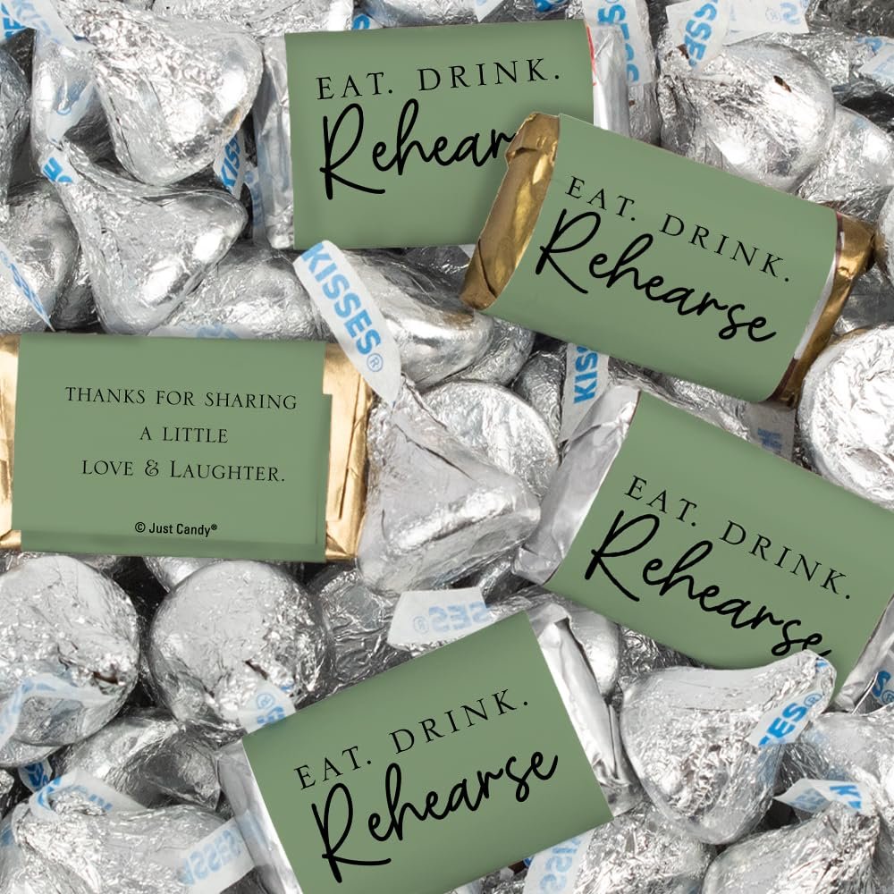 116 Pcs Wedding Rehearsal Dinner Candy Favors Miniatures Chocolate & Kisses (1.50 lbs) - Fern