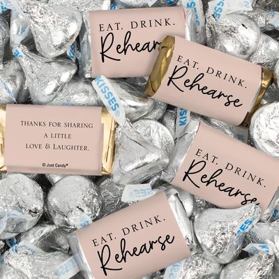 116 Pcs Wedding Rehearsal Dinner Candy Favors Miniatures Chocolate & Kisses (1.50 lbs) - Blush