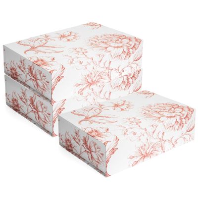 Sorarto Luxury Keepsake Gift Box 3-Pack | Pink Floral Decorative Boxes with Magnetic Lids for Presents, Wedding Memory Box, and Bridal Gifts. 11.5" x 7.5" x 3.5"