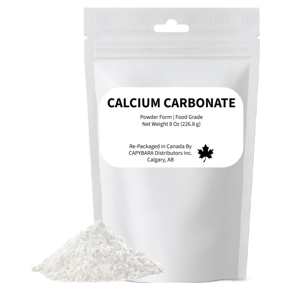 Calcium Carbonate Powder Food Grade - 8 Oz (226.8 g) - Use in Winemaking Brewing Baking Cooking Juices Jams Preserves - Sold by CAPYBARA Distributors Inc.