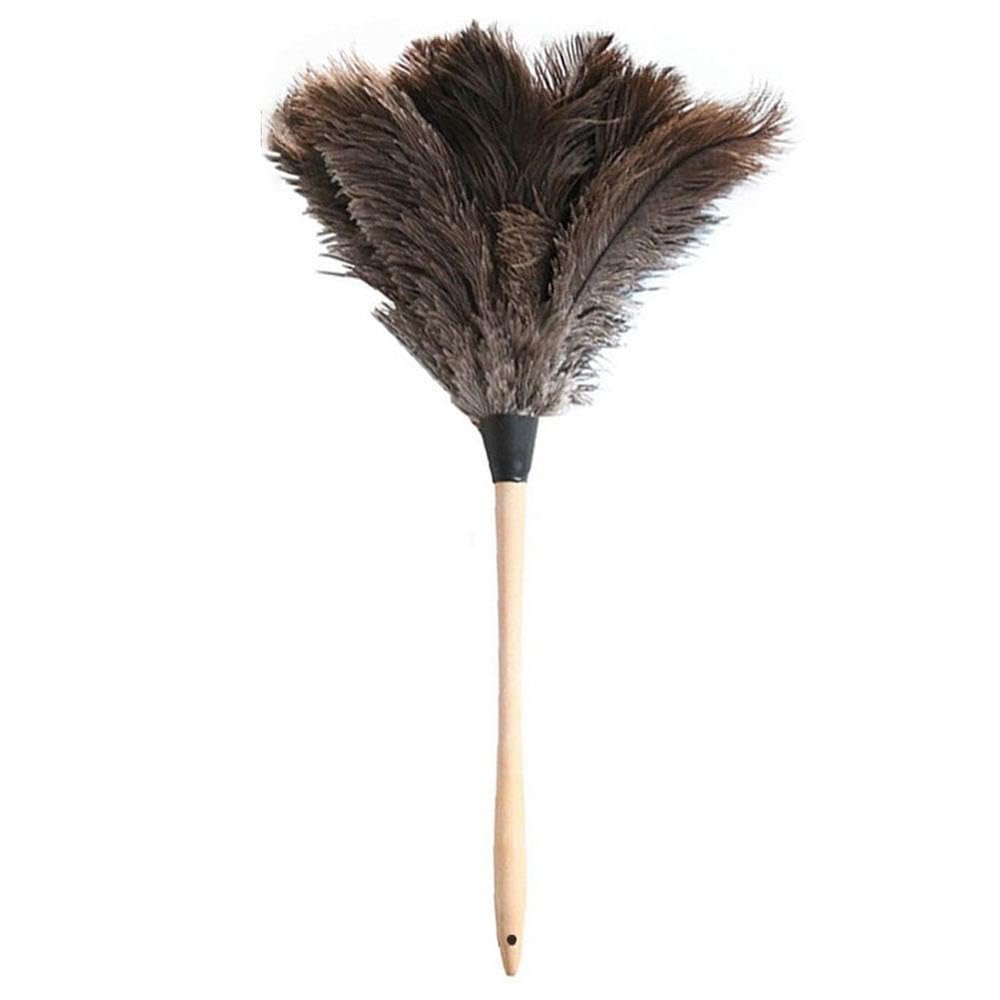 NineLife Basics Ostrich Feather Duster, Soft, Wood Handle, Multi-Purpose, Easy to Use and Store
