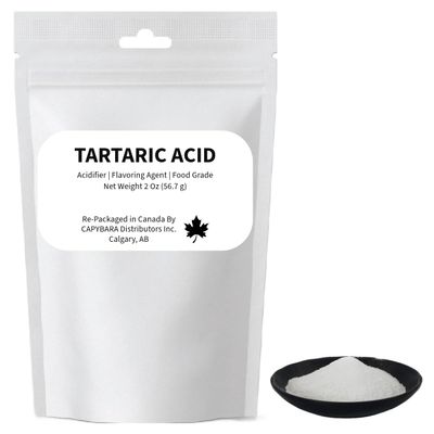 Tartaric Acid Food Grade - 2 Oz (56.7 g) - Used In Making Wine Cider Mead Beer Baking - Sold by CAPYBARA Distributors Inc.