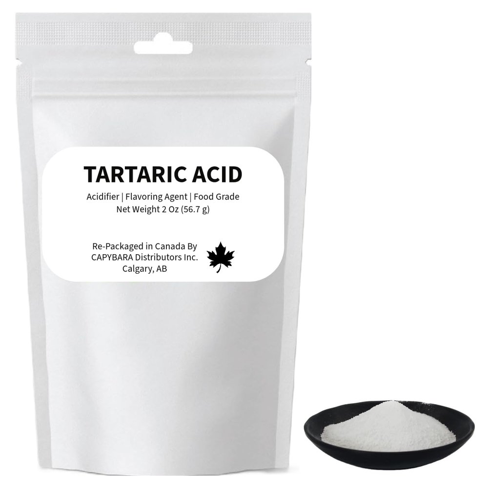Tartaric Acid Food Grade - 2 Oz (56.7 g) - Used In Making Wine Cider Mead Beer Baking - Sold by CAPYBARA Distributors Inc.