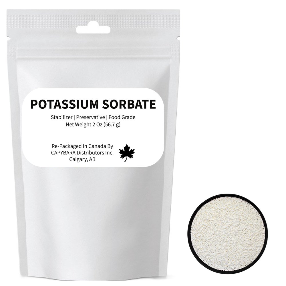 Potassium Sorbate Food Grade - 2 Oz (56.7 g) - Preservative Stabilizer for Winemaking Brewing Cider Mead Kombucha Soft Drinks Baking Cooking - Sold by CAPYBARA Distributors Inc.