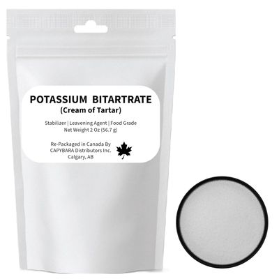 Potassium Bitartrate (Cream of Tartar) Food Grade - 2 Oz (56.7 g) - Sold by CAPYBARA Distributors Inc.
