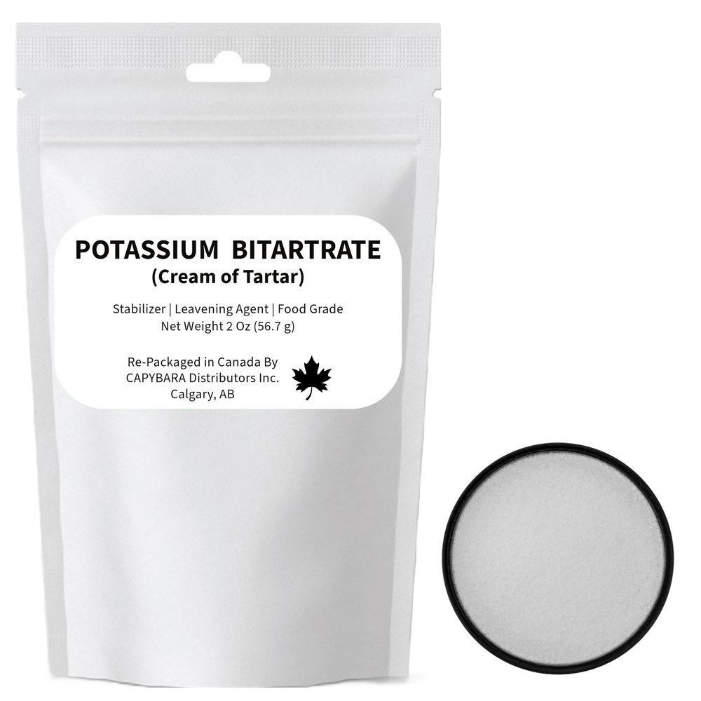 Potassium Bitartrate (Cream of Tartar) Food Grade - 2 Oz (56.7 g) - Sold by CAPYBARA Distributors Inc.