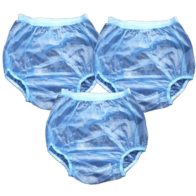 3 Pack Plastic Adult Incontinence Pants,Plastic Pants for Adults with Transparent Plastic Diapers, Waterproof and Reusable Elderly Diapers,Suitable for Adult Men and Women
