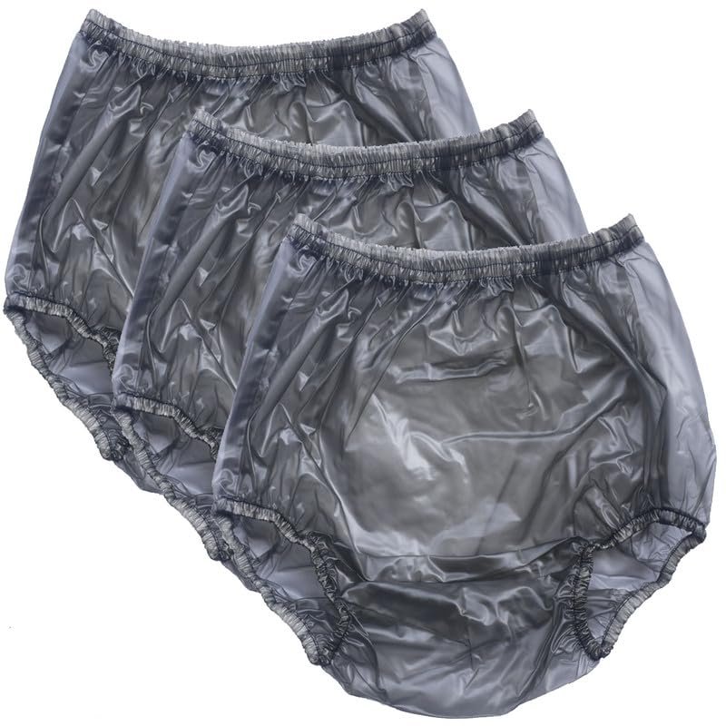 3 Pack Plastic Adult Incontinence Pants,Plastic Pants for Adults with Transparent Plastic Diapers, Waterproof and Reusable Elderly Diapers,Suitable for Adult Men and Women
