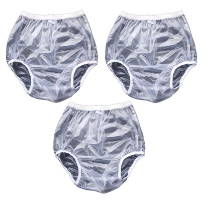 3 Pack Plastic Adult Incontinence Pants,Plastic Pants for Adults with Transparent Plastic Diapers, Waterproof and Reusable Elderly Diapers,Suitable for Adult Men and Women