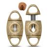HANCIGAR V-Cut Cigar Cutter Stainless Steel Vintage Carved Cigar Guillotine Scissors Sharp Edge with Gift Box (Bronze) Gifts for Men view 1