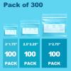 300 Packs Small Pill Bags 6mil Sturdy, 3 Assorted Sizes 2x1.85'', 2.5x2.25'', 3x2.75'' Plastic Bags, Reusable Bags Clear Zip Bags, Pill Pouch Bags for Travel Storage Jewelry and Small Craft Pieces view 2