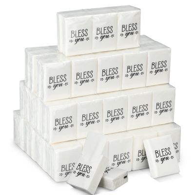 Ctosree 50 Pack Church Pocket Tissues Travel Packs Bulk 500 Sheet Small Tissues Pocket Packs Party Favors 3 Ply Mini Travel Size Individual for Christian