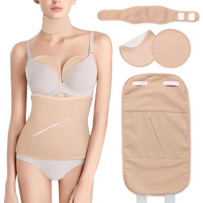 4Pcs Castor Oil Pack Wrap Organic Cotton 100% for Liver Detox, Reusable Stomach Neck Breast Castor oil Compress Pads Kit for Lymphatic Drainage, Adjustable Velcro Strap Belly & Neck Wrap, Anti-Leak