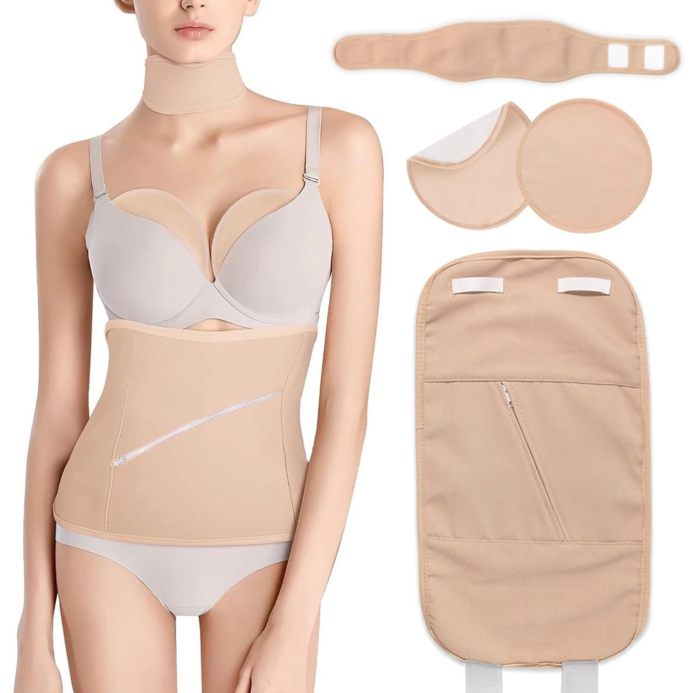 4Pcs Castor Oil Pack Wrap Organic Cotton 100% for Liver Detox, Reusable Stomach Neck Breast Castor oil Compress Pads Kit for Lymphatic Drainage, Adjustable Velcro Strap Belly & Neck Wrap, Anti-Leak