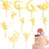 11 Pcs Gold Fairy Cake Toppers Flower Angel Cupcake Topper Ballet Fairy Birthday Cake Decorations for Birthday Wedding Decoration Supplies view 1