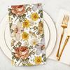 AnyDesign 100 Pack Vintage Floral Guest Napkins Disposable Boho Flower Paper Napkins Red Retro Peony Daisy Wildflower Dinner Hand Napkin for Wedding Birthday Party Supplies, 15.7 x 13 Inch view 3