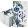 AnyDesign 100 Pack Christmas Guest Napkins Disposable Vintage Blue Xmas Ball Pine Branch Paper Napkins Winter Dinner Hand Napkin for Christmas Winter Holiday Party Supplies, 4.3 x 7.8 Inch view 1