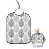 Kewadony Adult Bibs for Elderly Women - Grey Leaf Texture Waterproof Dining Clothing Protectors with Crumb Catcher for Eating/Feeding, Gray Abstract Art Leaves Terry Cloth Bib Machine Washable view 1