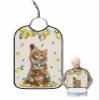 Kewadony Adult Bibs for Elderly Women - Cute Lemon Cats Waterproof Dining Clothing Protectors with Crumb Catcher for Eating/Feeding, Summer Farm Animals Yellow Fruits Terry Cloth Bib Machine Washable