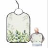 Kewadony Adult Bibs for Elderly Women - Summer Leaf Waterproof Dining Clothing Protectors with Crumb Catcher for Eating/Feeding, Tropical Green Terry Cloth Bib Machine Washable view 1