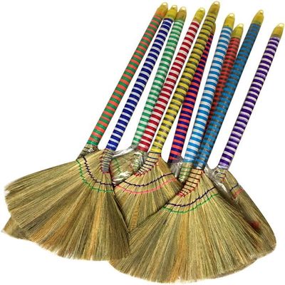 Authentic Asian Broom Set of 3 Packs - Premium Vietnamese Straw Broom, 40" Length